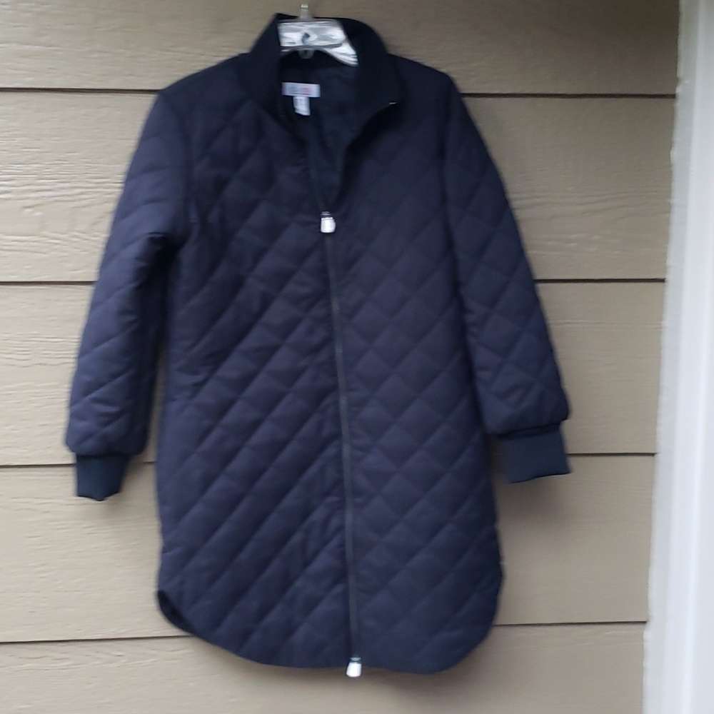 Denim & Co. Quilted Long Coat with Rib Trim BLACK new - Picture 3 of 7